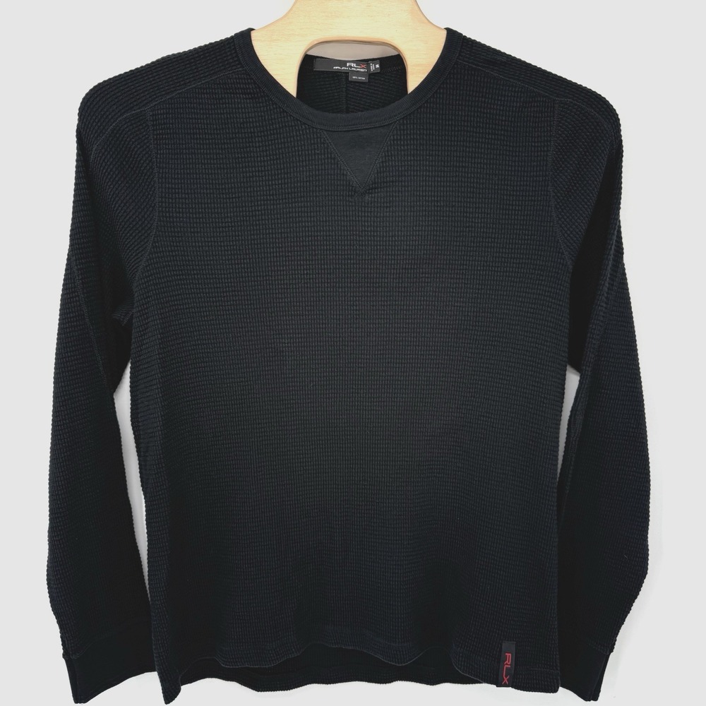 RLX Ralph Lauren Thermal Men's XXL 2XL Black Cotton Long Sleeve Base layer